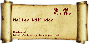 Maller Nándor névjegykártya